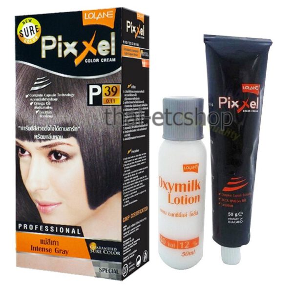 Lolane Pixxel: P39 Intense Gray :Hair Permanent Dye Color Cream for Professional