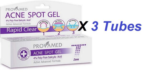 3 Tubes Provamed Acne Spot Gel-Cystic Acne Pimple Clear Skin Face Care Treatment - Image 2