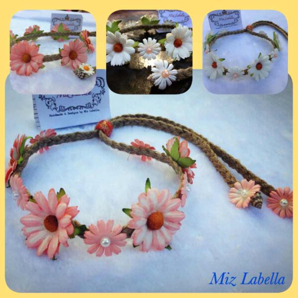 Flower Floral Headband VINTAGE DAISY - Handmade