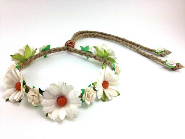Flower Floral Garland Headband Festival-DAISY & Rose-White