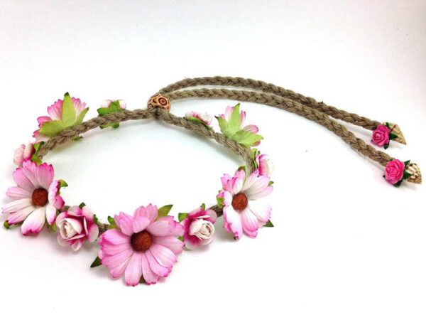 Flower Floral Garland Headband Festival-DAISY & Rose-Pink