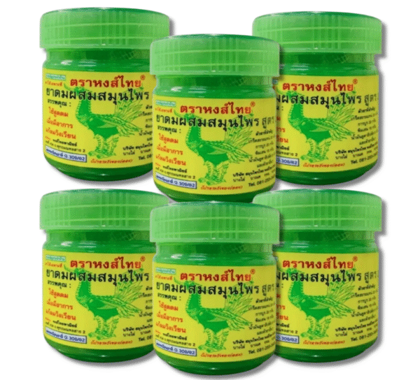 Traditional Thai Herbal Inhaler by Hong Thai Brand (Formula#2)/ Best Value Set ( 25 g. X 6 Bottles )