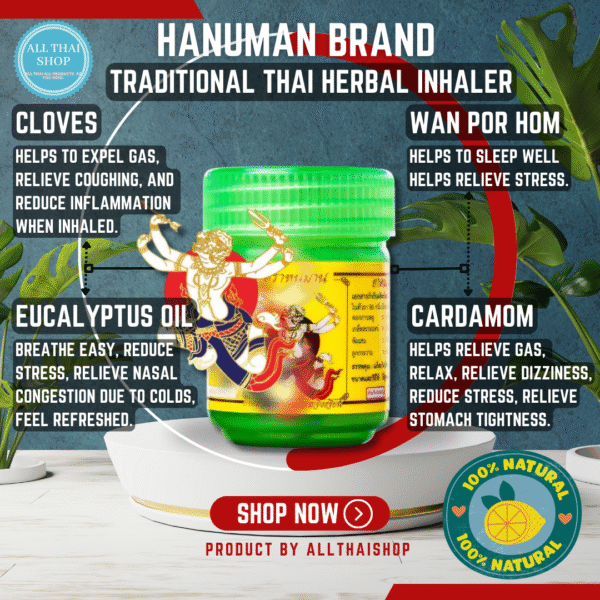 Thai Herbal Inhaler Set, Natural Aromatherapy, 12 Jars with Eucalyptus, Clove, Cardamom : Super Value Set!!! Pocket Size X 12 Jars by Hanuman Brand - Image 3